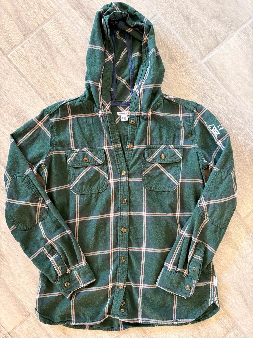 Carhartt Green Plaid Hooded Button-Down Shirt
